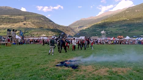A-scene-of-the-re-enactment-of-the-Calvin-Battle-at-the-South-Tyrolean-Medieval-Games-2023