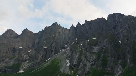 Imposing-Trollveggen-Troll-Wall-with-rugged-peaks-in-Rauma,-Norway