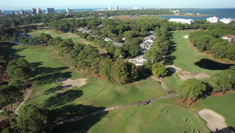 Destin,-Florida,-United-States---A-Sweeping-Vista-of-a-Verdant-Golf-Course---Drone-Orbit-Shot