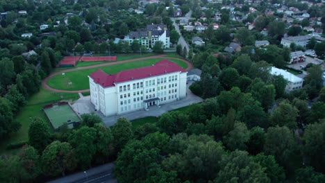 drone-shot-towards-Tartu-Forseliuse-school-in-Tartu-Karlova-Estonia-Europe