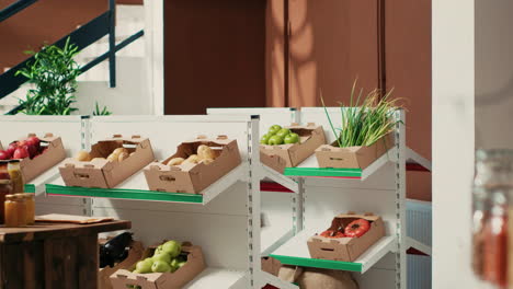 Fresh-fruits-and-veggies-in-crates-on-display-at-farmers-market