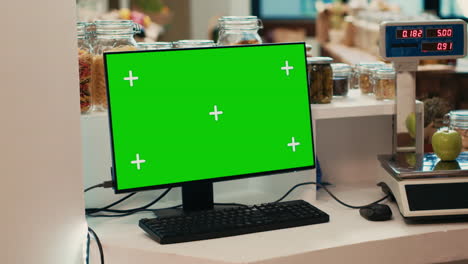 Greenscreen-display-at-local-grocery-store-checkout