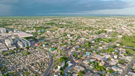 Aerial-drone-view-of-San-Pedro-de-Macoris-city-in-Dominican-Republic