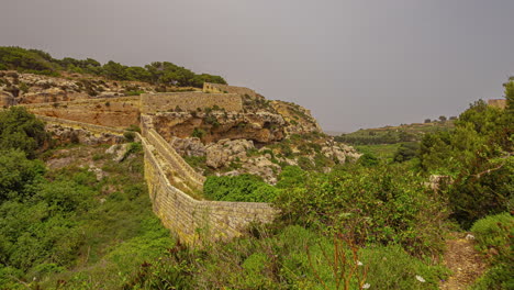 The-Victoria-Line,-a-fortress-wall-that-spans-the-island-of-Malta