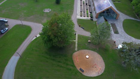 aerial-360-degree-spin-of-open-air-museum-in-Valgamaa-Estonia
