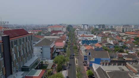 Aerial-view-of-skyscraper-construction-building-on-the-Yogyakarta-city