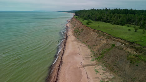 Aerial-view-of-the-coastline-at-jurkalne-on-the-Baltic-coast-in-Latvia