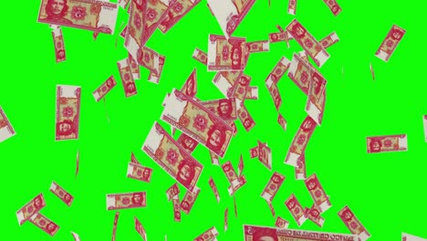 3-Billetes-De-Peso-Cubano-Cayendo-Pantalla-Verde
