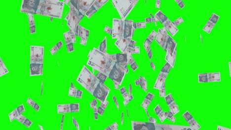 2-Billetes-De-Peso-Colombiano-Cayendo-Pantalla-Verde