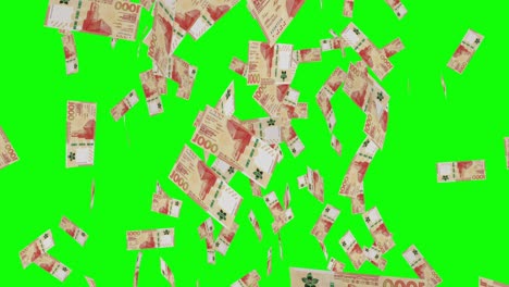 1000-HONG-KONG-DOLLAR-notes-falling-Green-screen
