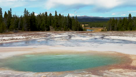 Midway-Geyser-Basin-Grand-Prismatic-Spring-Yellowstone-National-Park-Old-Faithful-Grand-loop-scenic-Wyoming-Idaho-mist-steam-thermal-colorful-yellow-aqua-blue-wind-morning-cinematic-still
