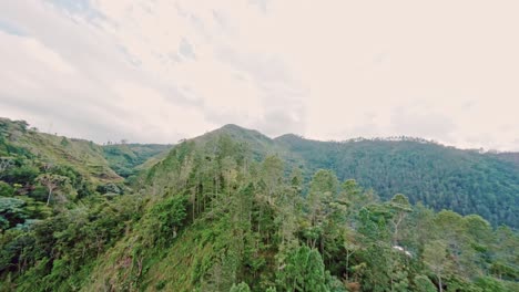 FPV-Drohnenflug-über-Mangroven-Regenwald-Mit-Rodeo-Wasserfall-In-Bonao,-Dominikanische-Republik