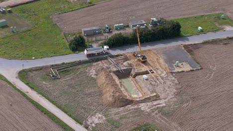 Aerial-of-house-foundation-construction-in-north-Germany-in-rural-area-of-Europe