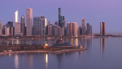Chicago-skyline-from-lake-Michigan-aerial-view