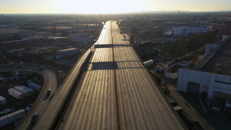 Closure-of-Interstate-10,-causing-traffic-problems-in-Los-Angeles---Aerial-view