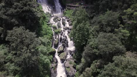 Waterfall-and-River-in-the-Mountains:-Aerial-Drone-View-of-Nature's-Splendor-in-Mexico