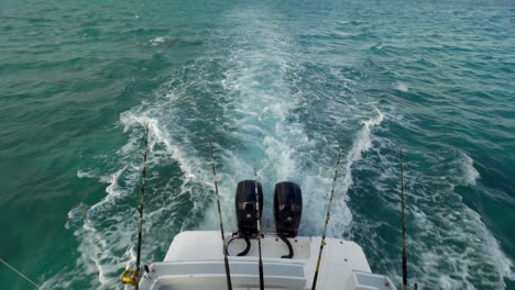 Motor-boat-with-fishing-tackles-sailing-in-the-ocean