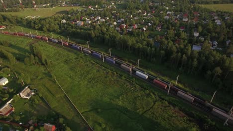 Cargo-trains-traveling-in-the-countryside-Russia