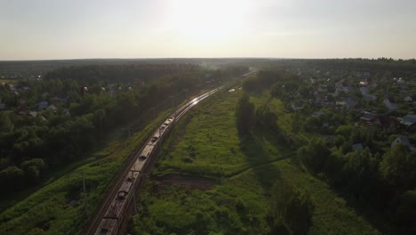 Flying-over-train-in-the-countryside-Russia