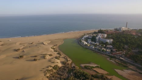 Aerial-shot-of-Gran-Canaria-coast-with-resort