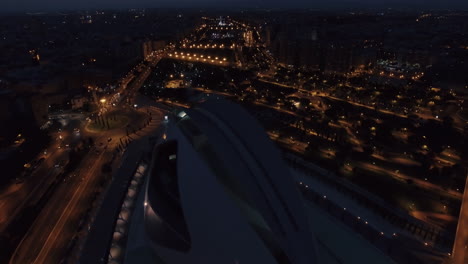 Night-aerial-Valencia-view-with-City-of-Arts-and-Sciences