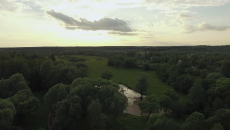 In-the-countryside-at-sunset-aerial-view