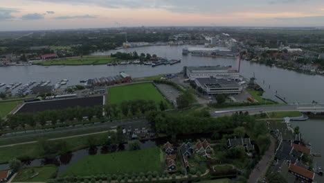 Aerial-shot-of-town-in-Netherlands