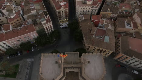 Serranos-Towers-and-Valencia-cityscape-aerial-shot