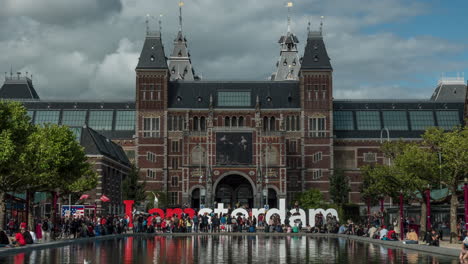 Zeitraffer-Von-Menschen-In-Der-Nähe-Des-Rijksmuseum-Amsterdam