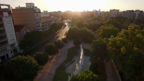 Valencia-Stadtbild-Aus-Der-Luft-Bei-Sonnenuntergang-In-Spanien
