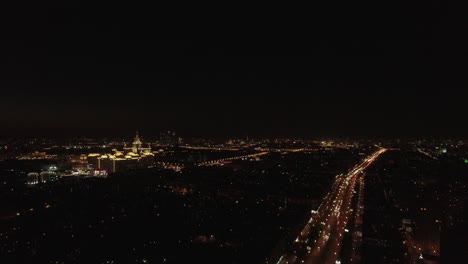 Aerial-night-view-of-the-Leninsky-Avenue-Moscow-Russia