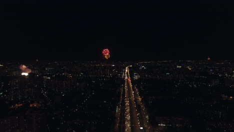 Luftnachtansicht-Der-Leninsky-Avenue-Moskau-Russland
