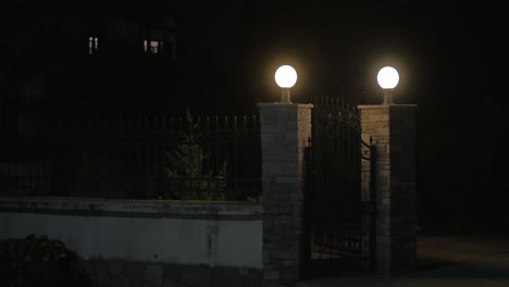 Wrought-Iron-Gate-at-Night