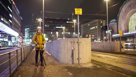 Timelapse-of-night-Helsinki-and-stocker-making-busy-city-footage-Finland
