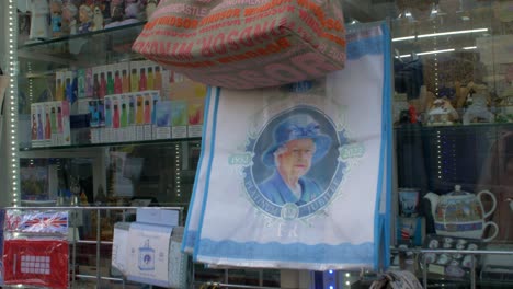 Souvenir-shop-Windsor-selling-British-Queen-printed-bag-celebrating-Jubilee