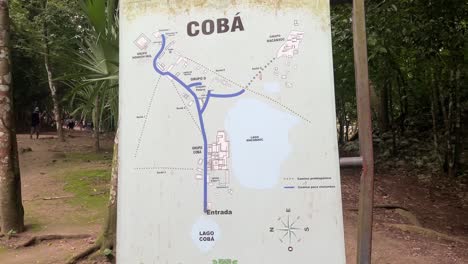Coba-ruins-entrance-maps-showing-the-maya-ruins-pyramids-in-mexico