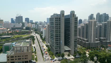 Singapur-Espléndido-Centro-De-La-Ciudad,-Edificios-Comerciales-Y-Residenciales-De-Gran-Altura