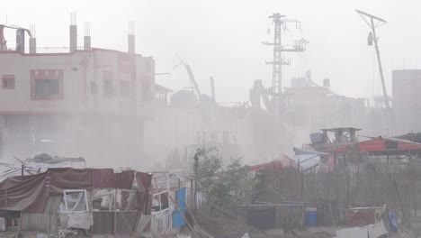 Eingestürzte-Gebäude-Nach-Einem-Luftangriff-Während-Des-Israel-Hamas-Krieges-2023,-Gaza