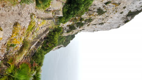 Vertical---Mediterranean-Steps-In-Upper-Rock-Nature-Reserve,-Gibraltar