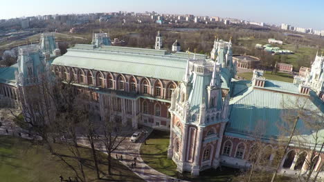 Aerial-view-of-Grand-Palace-in-Tsaritsyno-Moscow