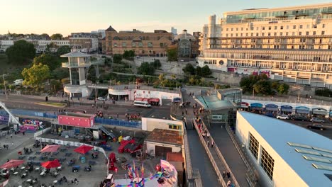 Southend-Pier-Sunset-drone-Royals-Shopping-Centre-fly-back-reveals-Scout-group-meeting-on-pier