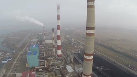 Power-plant-area-and-smoking-pipes-aerial-view