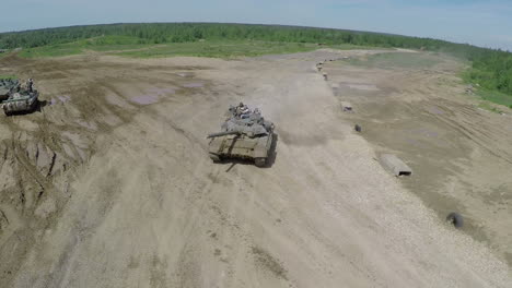 Tank-on-the-finish-during-maneuvers-aerial-shot