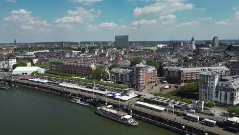 Along-the-harbour-side-in-Düsseldorf-residents-and-tourists-walk