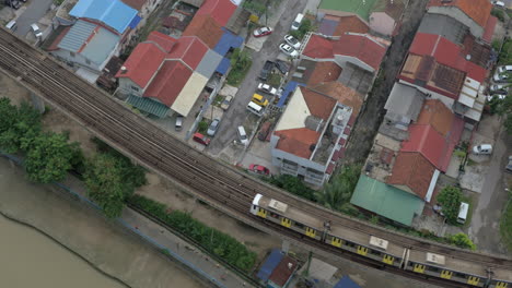 Train-moving-on-overground-railway-in-Kuala-Lumpur-Malaysia