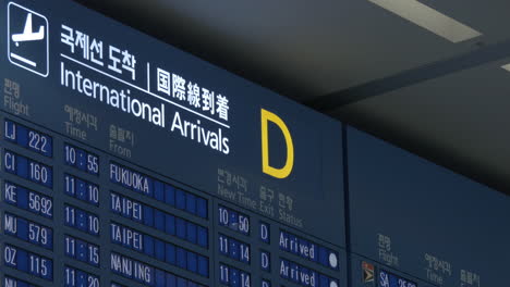 Flugplan-Für-Internationale-Ankünfte-Am-Flughafen-Seoul