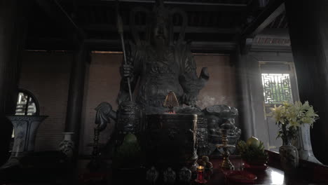 Altar-with-statue-of-warrior-in-Bai-Dinh-Temple-Vietnam