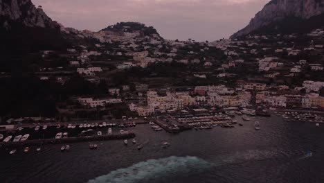 Drone-shot-over-Capri-in-Italy-on-a-cloudy-day