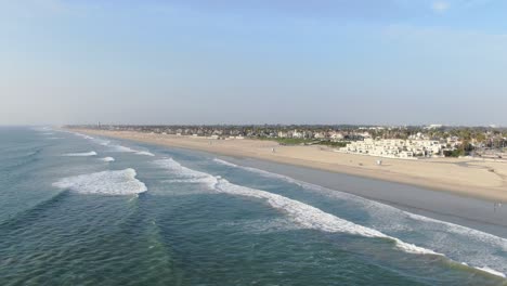 Panoramic-aerial-view-of-Huntington-Beach-landscape,-California,-USA