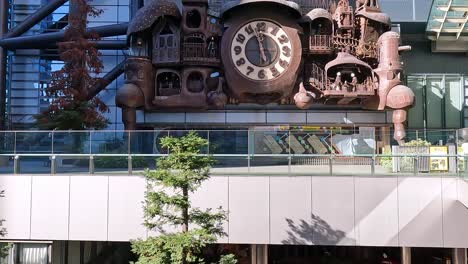 The-Ghibli-Clock-In-Shiodome--Hayao-Miyazaki’s-Art-in-Tokyo,-Japan